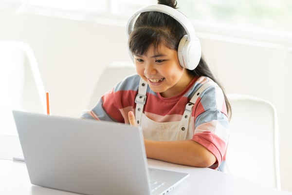 Girl learning online